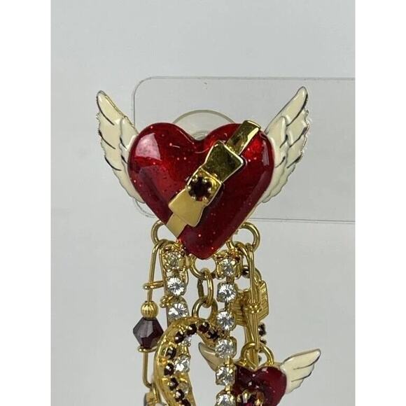 Lunch At the Ritz Heart Necklace & Earring Set Gold Tone Signed Vintage RARE Art - Picture 9 of 14